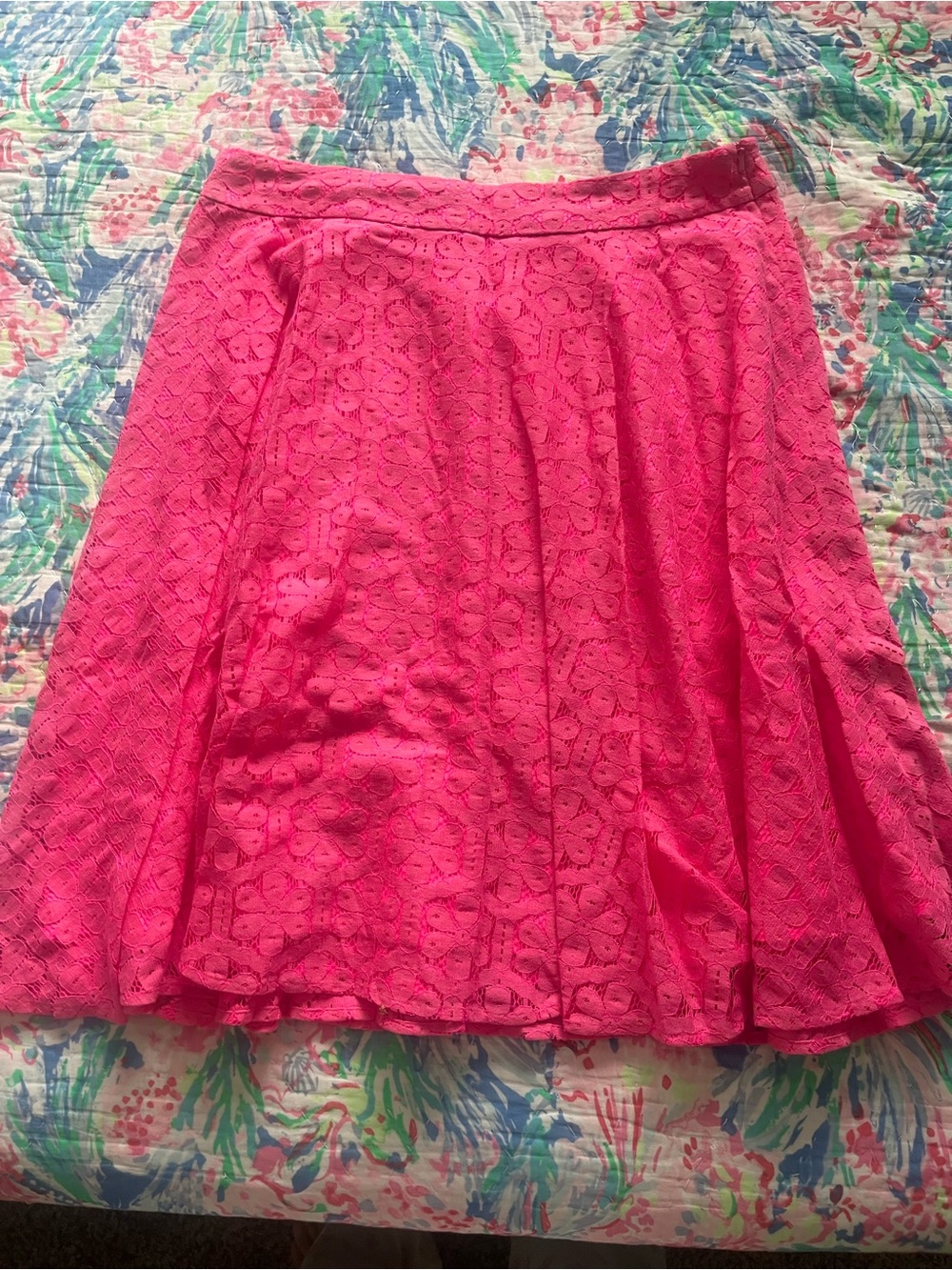 Lilly Pulitzer Bright Pink Lace Circle Skirt